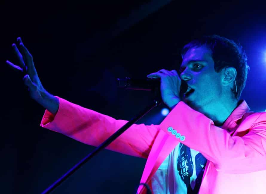 Julian Hamilton of the electronic duo The Presets will perform live on stage at the Enmore Theater on June 13, 2008 in Sydney, Australia.