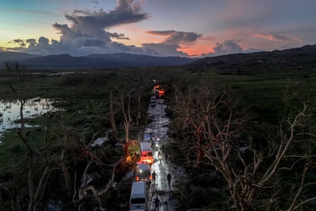 A convoy of vehicles on a road