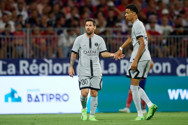 Hugo Ekitike and Leo Messi in action for PSG against Clermont Foot on the opening weekend of the Ligue 1 season.
