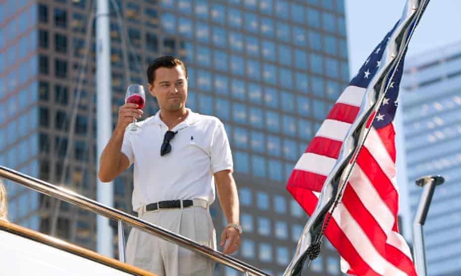 Leonardo DiCaprio in the Wolf of Wall Street.