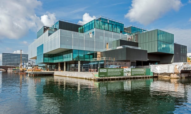 Blox, a building of multiple glass boxes on the waterfront