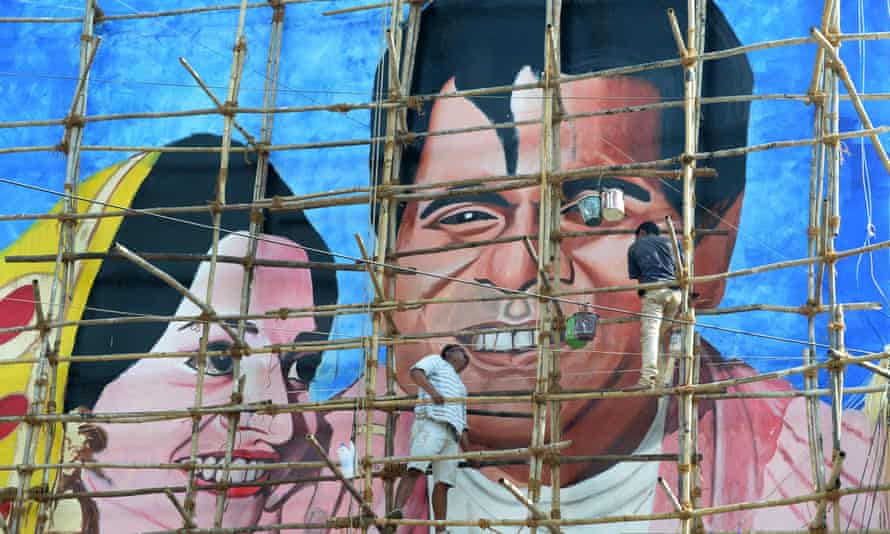 A mural of Bollywood actor Dilip Kumar in Mumbai