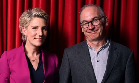 Tamsin Greig with Paul Ritter, who played her on-screen husband, in March 2020.
