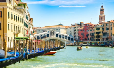 Grand Canal in Venice with Rialto Bridge