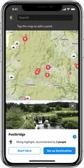 Screenshot of Komoot walking app