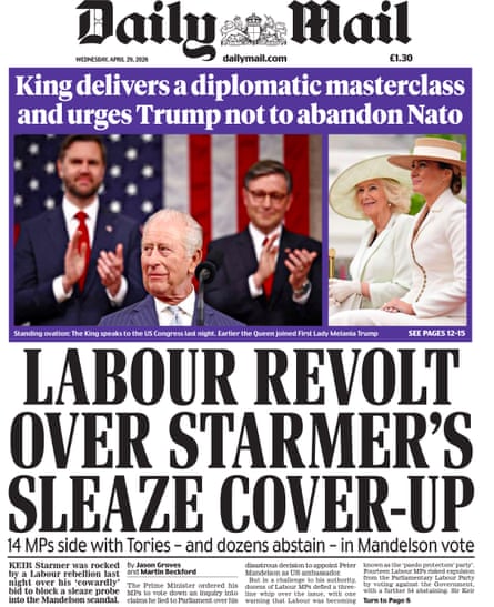 Front page of the Daily Mail