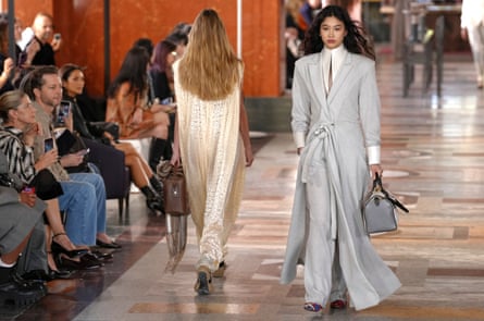 Models during the Louis Vuitton show at the Louvre