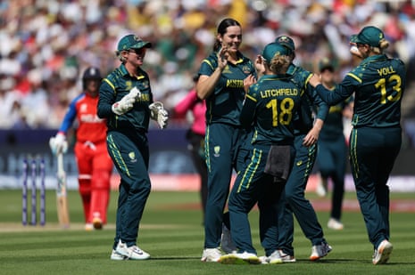 Lucy Hamilton celebrates the wicket of Amy Jones.