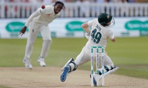 Australia’s Steve Smith is hit by England’s Jofra Archer in the Ashes Test at Lord’s in 2019. He was replaced by a concussion substitute, although only after returning to finish his innings.