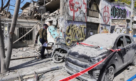 A building in Tel Aviv destroyed by Hamas rocket attacks