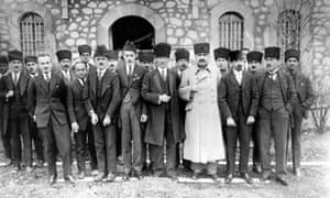 Mustafa Kemal Atatürk with the Turkish diplomatic corps in Ankara, 1921