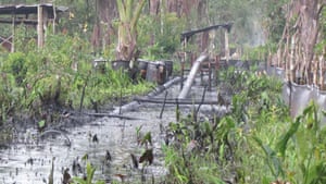 The pipeline running from the centre of Pluspetrol’s operations in the Pacaya Samiria National Reserve in Peru's Amazon.