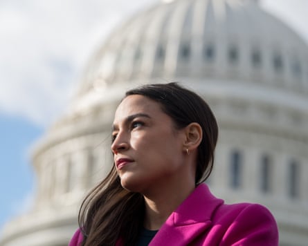 Ocasio Cortez outsie the US Capitol in January 2023.