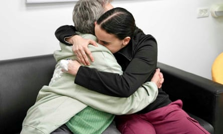 Emily Damari (right) embraces her mother Mandy