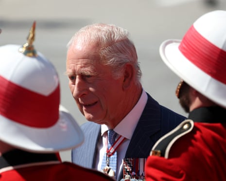King Charles III arrives at the Senate building in Ottawa.