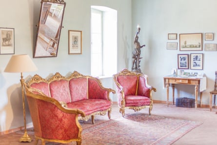 Ornate sitting room and furniture in manor house in Romania