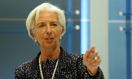 IMF chief Christine Lagarde speaks at the American Enterprise Institute in Washington.