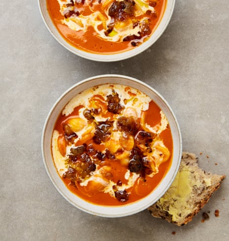 Yotam Ottolenghi’s cream of tomato soup with buttered onions and orecchiette.