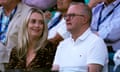 Anthony Albanese and his partner Jodie Haydon at the Australian Open