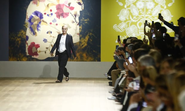 Creative director Maria Grazia Chiuri takes a bow after the Dior autumn/winter 2022/23 haute couture collection.