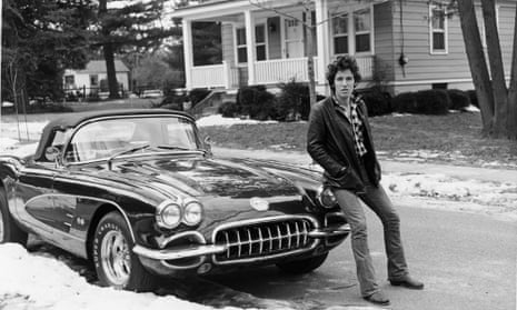 A 1978 photo of Bruce Springsteen with his Corvette in Haddonfield, New Jersey