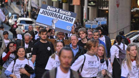 Striking Nine journalists rally outside company headquarters following pay dispute - video