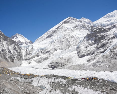 A general view of base camp overlooking Mount Everest