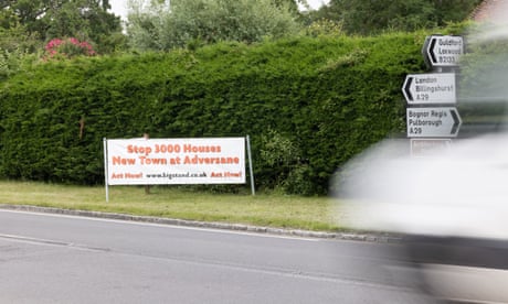 A banner opposing the Adversane plan on the edge of the South Downs national park