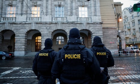 Members of the Police stand guard following a shooting at one of Charles University’s buildings in Prague, Czech Republic, December 22, 2023.