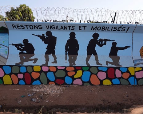 A mural showing soldiers in Ouagadougou, the capital of Burkina Faso.