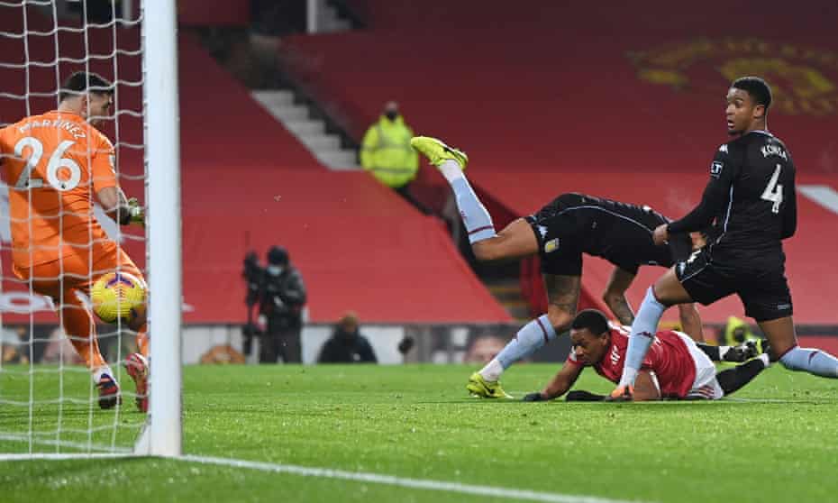 Anthony Martial got between Tyrone Mings and Ezri Konsa to head Manchester United into a 1-0 lead.