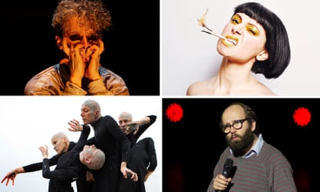 Edinburgh acts, clockwise from top left: James Thierrée, Jess Mabel Jones in Torch, Daniel Kitson and Derevo.