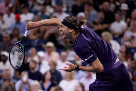 Alexander Zverev serves against Jacob Fearnley astatine nan US Open.