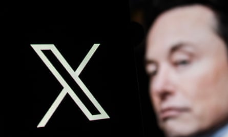 a man’s face in front of x logo