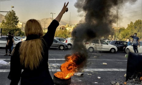 An image obtained by the Associated Press purported to be of a protest inside Iran.