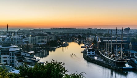 Bristol harbour at sunrise.