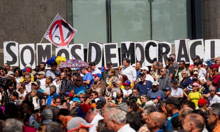 People protest Nicolás Maduro’s government in Caracas, Venezuela on 11 January.