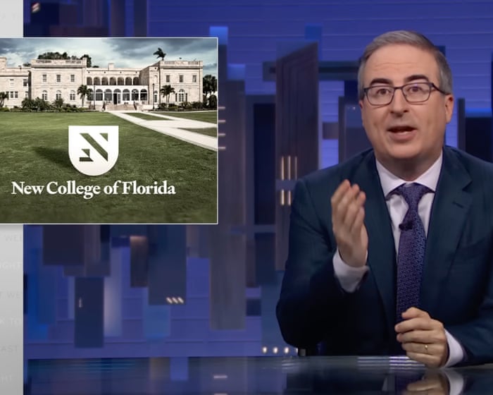 John Oliver on New College’s Maga takeover: ‘More about political posturing than students’ lives’
