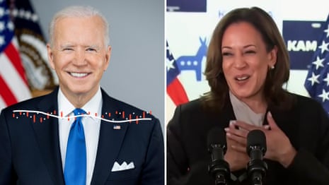 Joe Biden calls in live to Kamala Harris event: ‘I’m watching you, kid. I love you’ – video