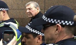 Cardinal George Pell leaves Melbourne magistrates court on Wednesday.