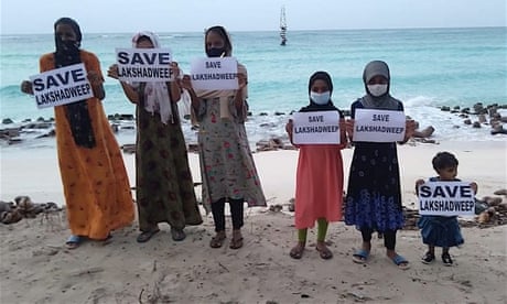 Local people protest against the new laws they see as threatening Lakshadweep, May 2020.