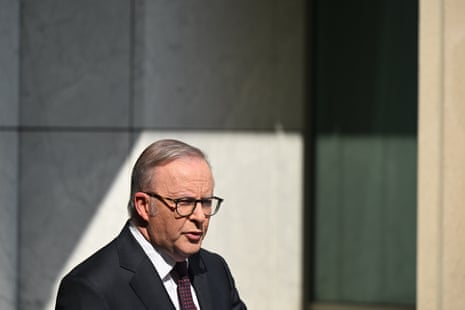 Anthony Albanese speaks to the media in Canberra