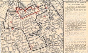 A map showing battles during the Warsaw ghetto Uprising in April 1943.