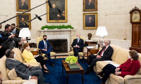 President Joe Biden meets with bipartisan group on Monday to disucss the American Jobs Plan.