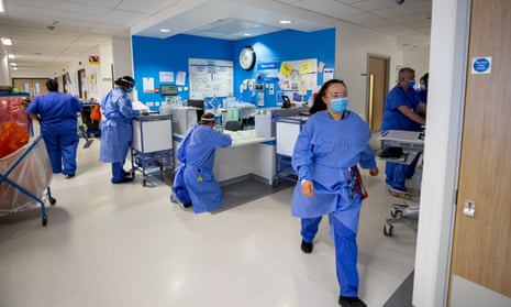 Busy staff on an NHS hospital ward