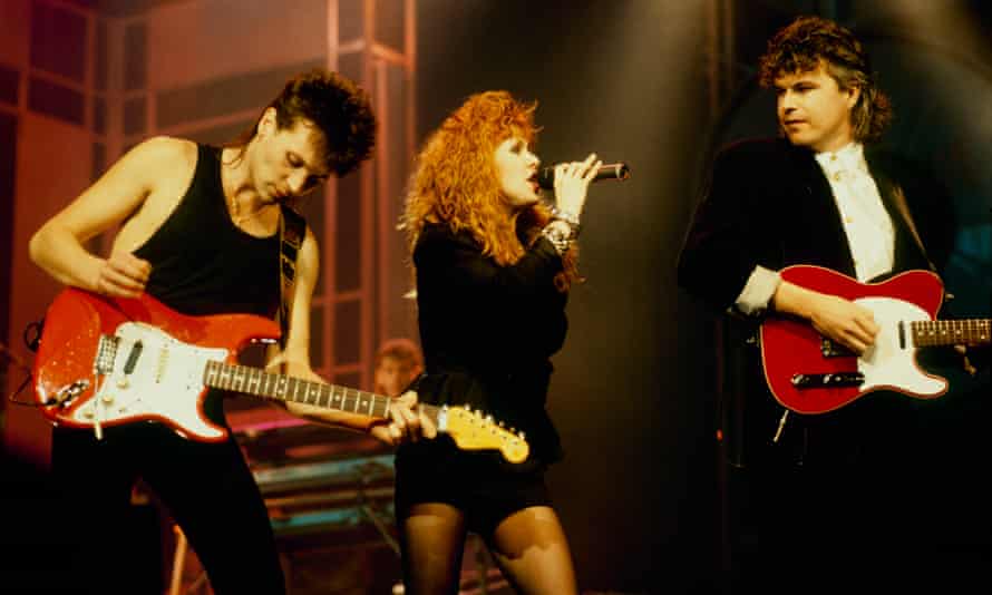 Dean Howard, Carol Decker and Ronnie Rogers on stage at the Montreux rock festival, 1988.