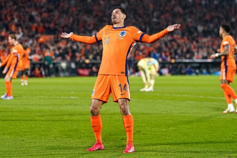 Tijjani Reijnders of Netherlands celebrates the second goal.