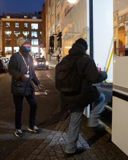 Ousainou Sarr works on the Strand in London