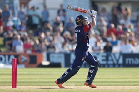 Sam Billings plays a shot to the boundary during Kent’s win against Middlesex.