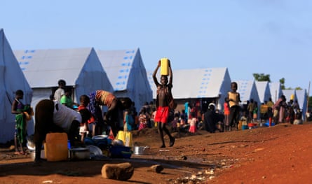 South Sudanese refugees in the Palabek camp in Lamwo, Uganda